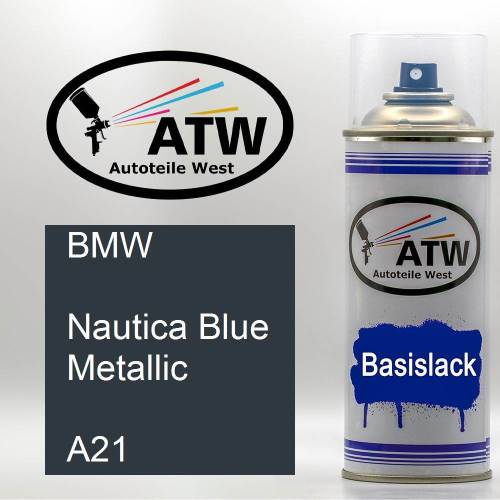 BMW, Nautica Blue Metallic, A21: 400ml Sprühdose, von ATW Autoteile West.